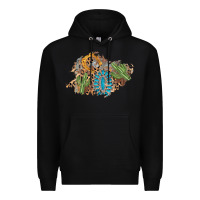 Black horseshoe leopard gemstone cactus patch Premium Hoodie - AdoDesignShop