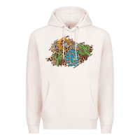 Pale Pink horseshoe leopard gemstone cactus patch Premium Hoodie - AdoDesignShop