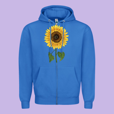 Giganteus Sunflower Zipper Hoodie Designed By Lillyallendesigns