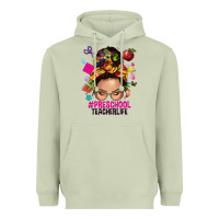 Matcha preschool teacher life  messy bun Heavyweight Hoodie - NancyCooperArtShop