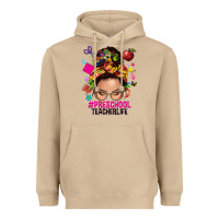 Mushroom preschool teacher life  messy bun Heavyweight Hoodie - NancyCooperArtShop