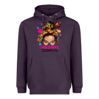 Plum preschool teacher life  messy bun Heavyweight Hoodie - NancyCooperArtShop