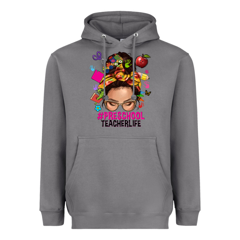 Preschool Teacher Life  Messy Bun Heavyweight Hoodie by NancyCooperArtShop | Teevron
