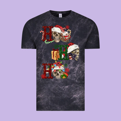 Ho Ho Ho Skull Vintage Tee Designed By Fadigitalartstudio