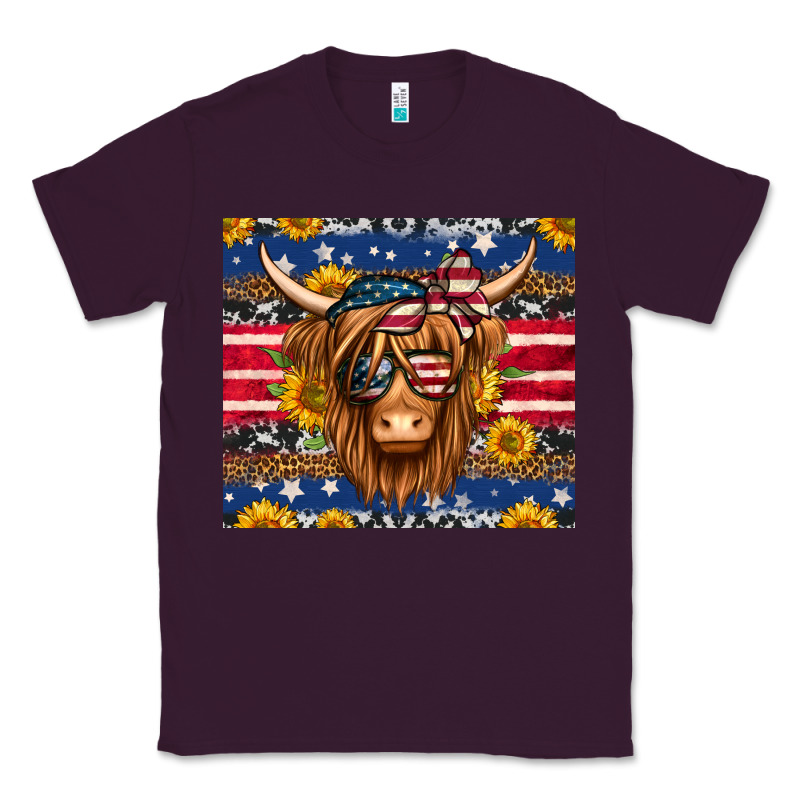 4th Of July Longhaired Cow Tumbler Classic Tee by Jasminsmagicworld | Teevron