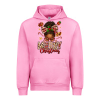 Fuchsia Pink merry christmas afro messy bun Urban Hoodie - texasbilliewilder