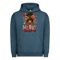 Pigment Midnight Navy merry christmas afro messy bun Urban Hoodie - texasbilliewilder