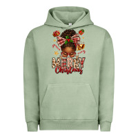 Merry Christmas Afro Messy Bun Urban Hoodie | Teevron