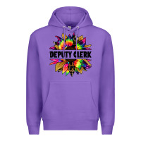 Purple deputy clerk tie dye sunflower Premium Hoodie - Jasminsmagicworld