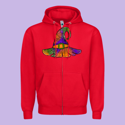 Spider Web Witch Hat Zipper Hoodie Designed By Jasminsmagicworld