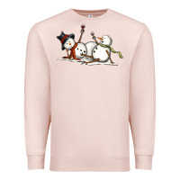 Pale Pink snowman with wine Premium Sweatshirt - MaliasSmallBusiness