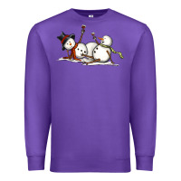 Purple snowman with wine Premium Sweatshirt - MaliasSmallBusiness