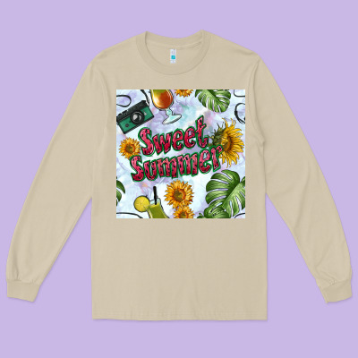 Sweet Summer Seamless Pattern Long Sleeve Tee Designed By Bundleandbundleshop