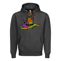 Charcoal Heather Witch Hat With Spiders Zipper Hoodie - Jasminsmagicworld