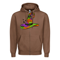 Chestnut Witch Hat With Spiders Zipper Hoodie - Jasminsmagicworld