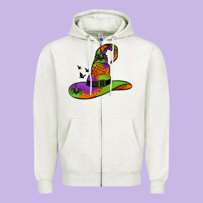 Witch Hat With Spiders Zipper Hoodie Designed By Jasminsmagicworld