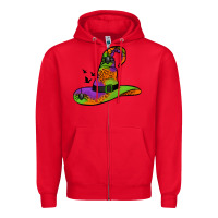Red Witch Hat With Spiders Zipper Hoodie - Jasminsmagicworld