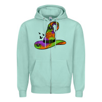 Seafoam Witch Hat With Spiders Zipper Hoodie - Jasminsmagicworld