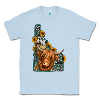 Dusty Blue idaho map long haired cow Classic Tee - Jasminsmagicworld
