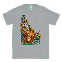 Heather Grey idaho map long haired cow Classic Tee - Jasminsmagicworld