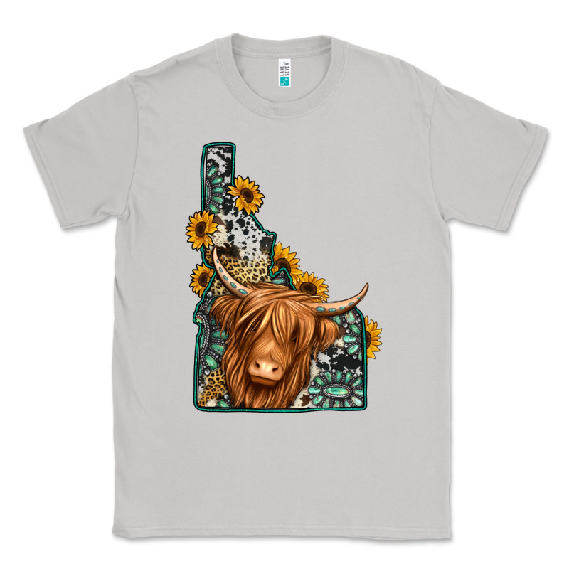Idaho Map Long Haired Cow Classic Tee by Jasminsmagicworld | Teevron