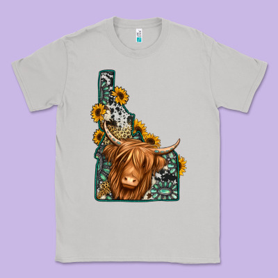 Idaho Map Long Haired Cow Classic Tee Designed By Jasminsmagicworld