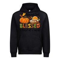 Black Thankful blessed and kind of a mess Urban Hoodie - NancyCooperArtShop