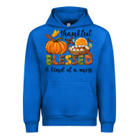 Cobalt Thankful blessed and kind of a mess Urban Hoodie - NancyCooperArtShop
