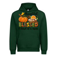 Forest Green Thankful blessed and kind of a mess Urban Hoodie - NancyCooperArtShop