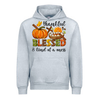 Heather Grey Thankful blessed and kind of a mess Urban Hoodie - NancyCooperArtShop