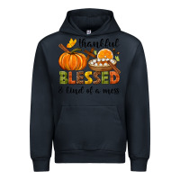 Navy Thankful blessed and kind of a mess Urban Hoodie - NancyCooperArtShop