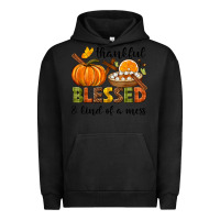 Pigment Black Thankful blessed and kind of a mess Urban Hoodie - NancyCooperArtShop