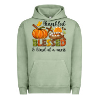 Pigment Oil Green Thankful blessed and kind of a mess Urban Hoodie - NancyCooperArtShop