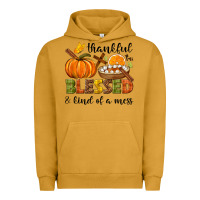 Pigment Peanut Butter Thankful blessed and kind of a mess Urban Hoodie - NancyCooperArtShop