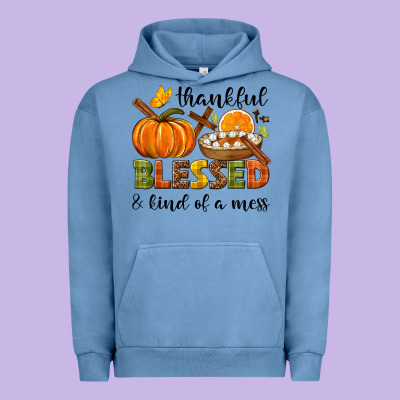 Thankful Blessed And Kind Of A Mess Urban Hoodie Designed By Nancycooperartshop