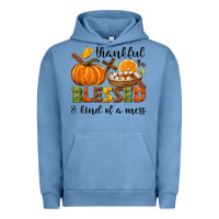 Pigment Pebble Blue Thankful blessed and kind of a mess Urban Hoodie - NancyCooperArtShop
