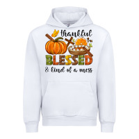 White Thankful blessed and kind of a mess Urban Hoodie - NancyCooperArtShop