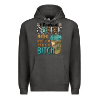 Charcoal Heather i pretend coffee helps but i'm still a bitch Premium Hoodie - BarkalooDesign