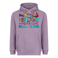 Lavender this teacher wears her her on her sleeve Heavyweight Hoodie - NancyCooperArtShop