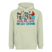 Matcha this teacher wears her her on her sleeve Heavyweight Hoodie - NancyCooperArtShop