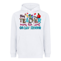 White this teacher wears her her on her sleeve Heavyweight Hoodie - NancyCooperArtShop