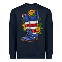 Navy american cowboy boot with sunflower Heavyweight Sweatshirt - HRA Design Shop