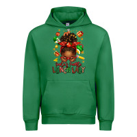 Emerald santas favorite lunch lady afro messy bun Urban Hoodie - texasbilliewilder