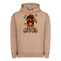 Pigment Burro santas favorite lunch lady afro messy bun Urban Hoodie - texasbilliewilder