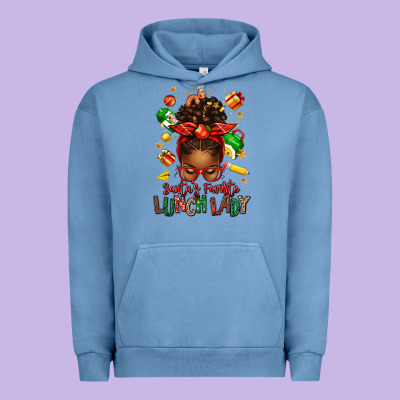 Santas Favorite Lunch Lady Afro Messy Bun Urban Hoodie Designed By Texasbilliewilder