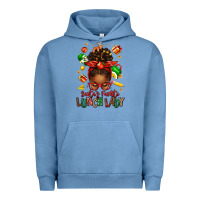 Pigment Pebble Blue santas favorite lunch lady afro messy bun Urban Hoodie - texasbilliewilder