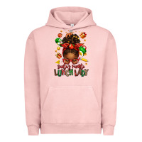 Pigment Salmon santas favorite lunch lady afro messy bun Urban Hoodie - texasbilliewilder