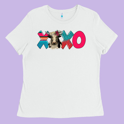 Xoxo Holstein Cow Ladies Tee Designed By Adodesignshop