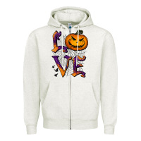 Oatmeal Heather Love Halloween Zipper Hoodie - Jasminsmagicworld