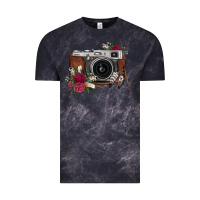 Cloud Black floral feather vintage camera Vintage Tee - FaDigitalArtStudio